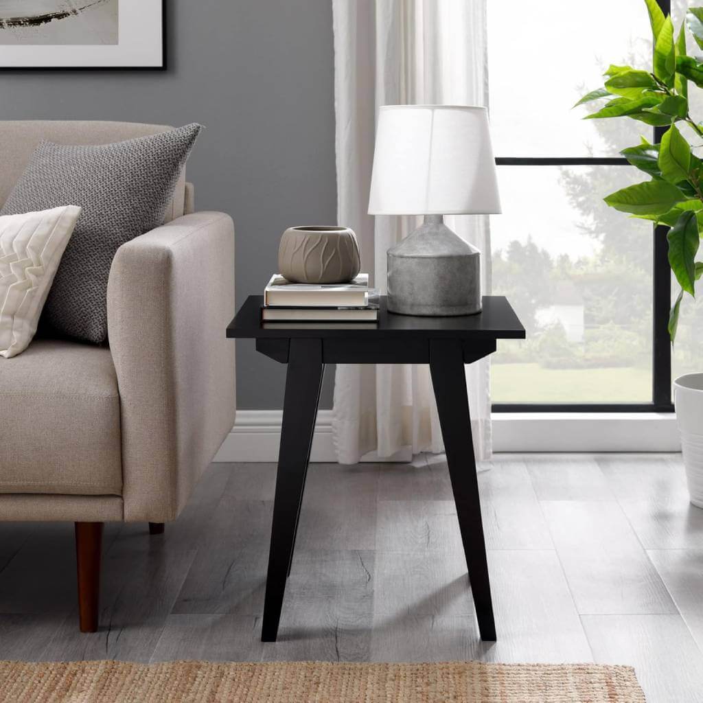 16 inch black japandi minimalist side table