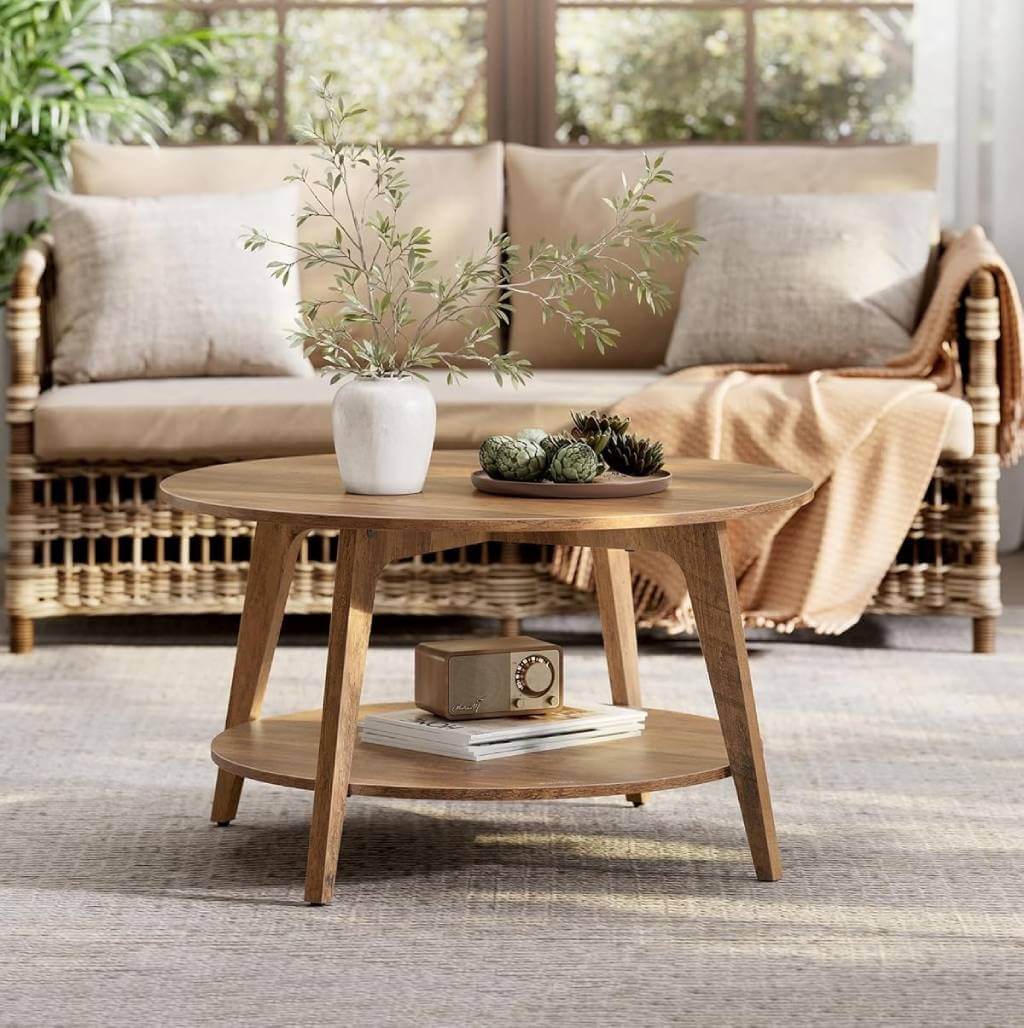 2 tier small round japandi coffee table