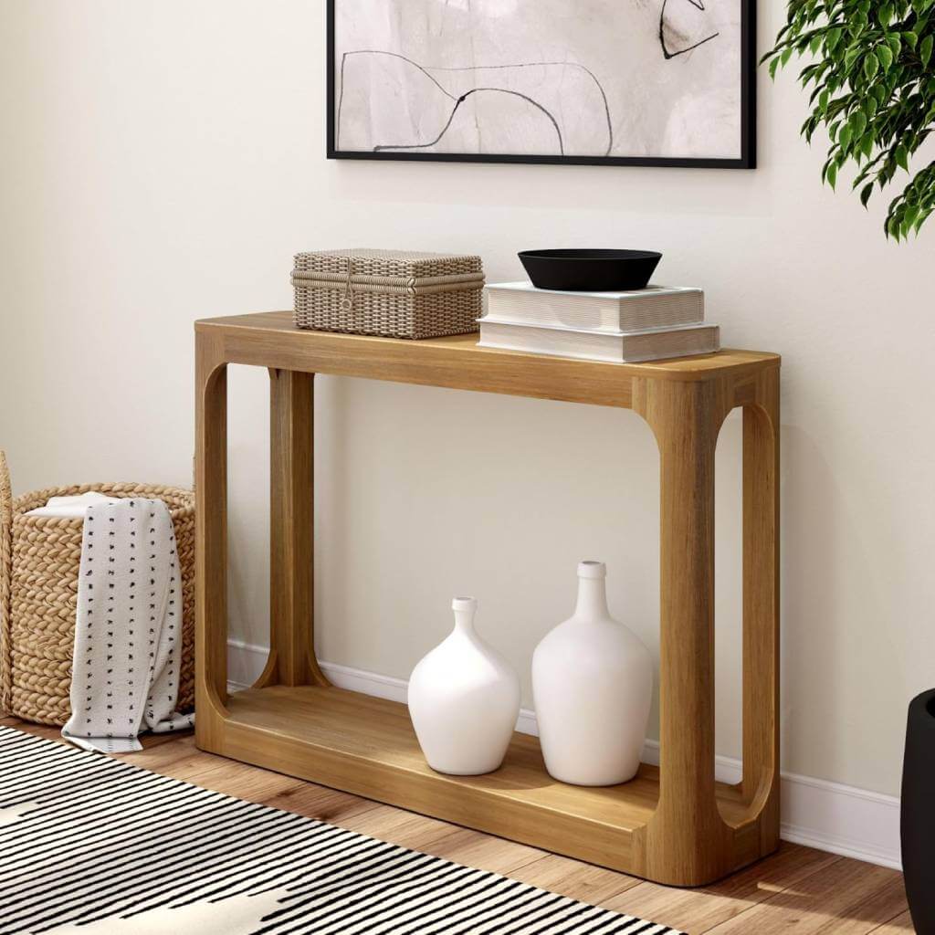 46 inch solid wood japandi console table