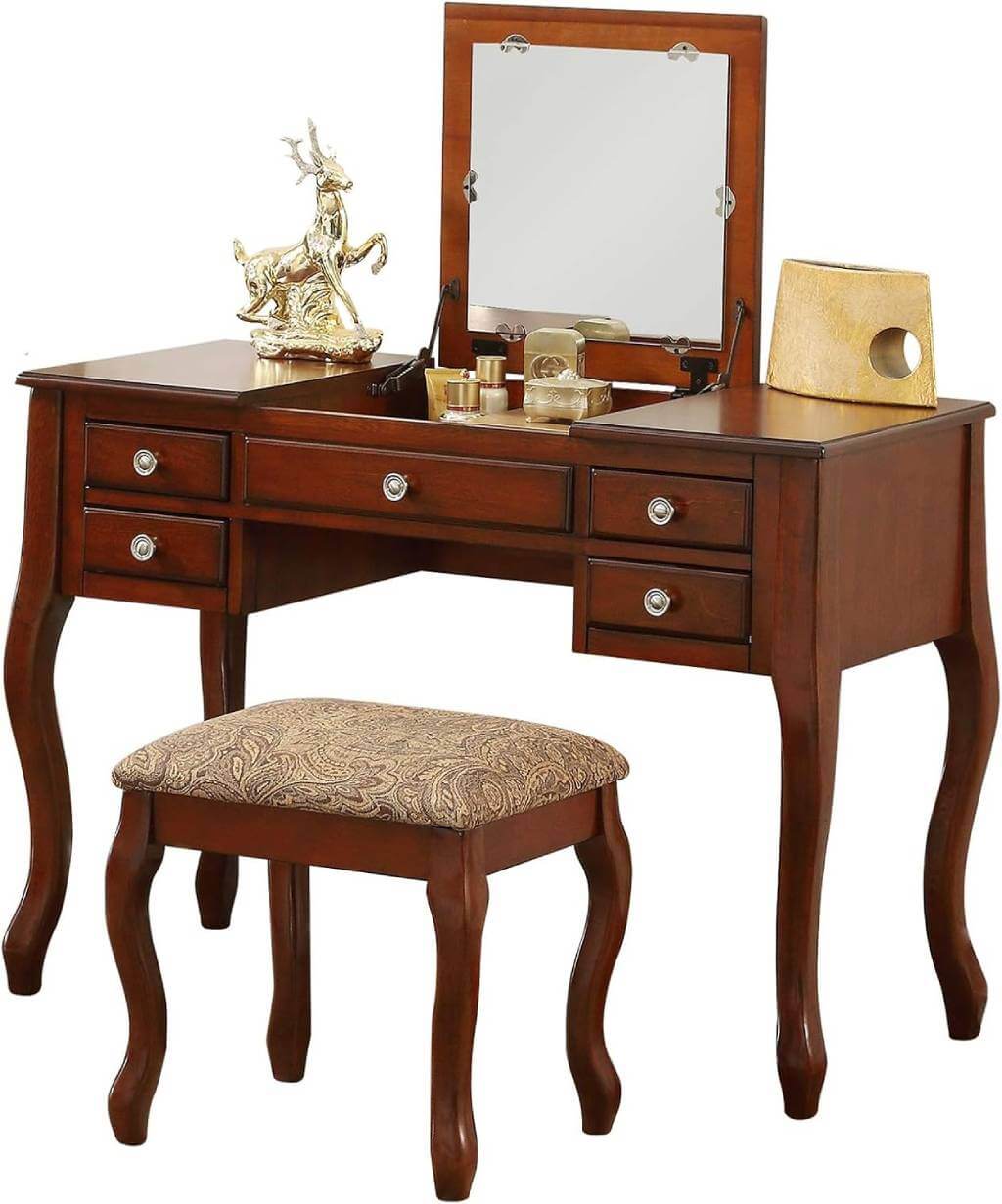 antique makeup vanity set with drawers