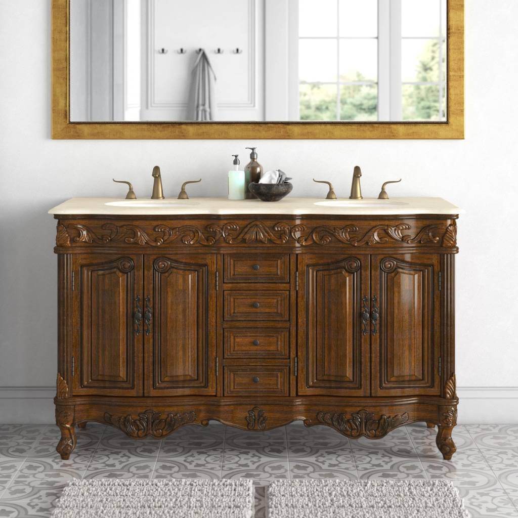 antique style bathroom vanity with cabinets