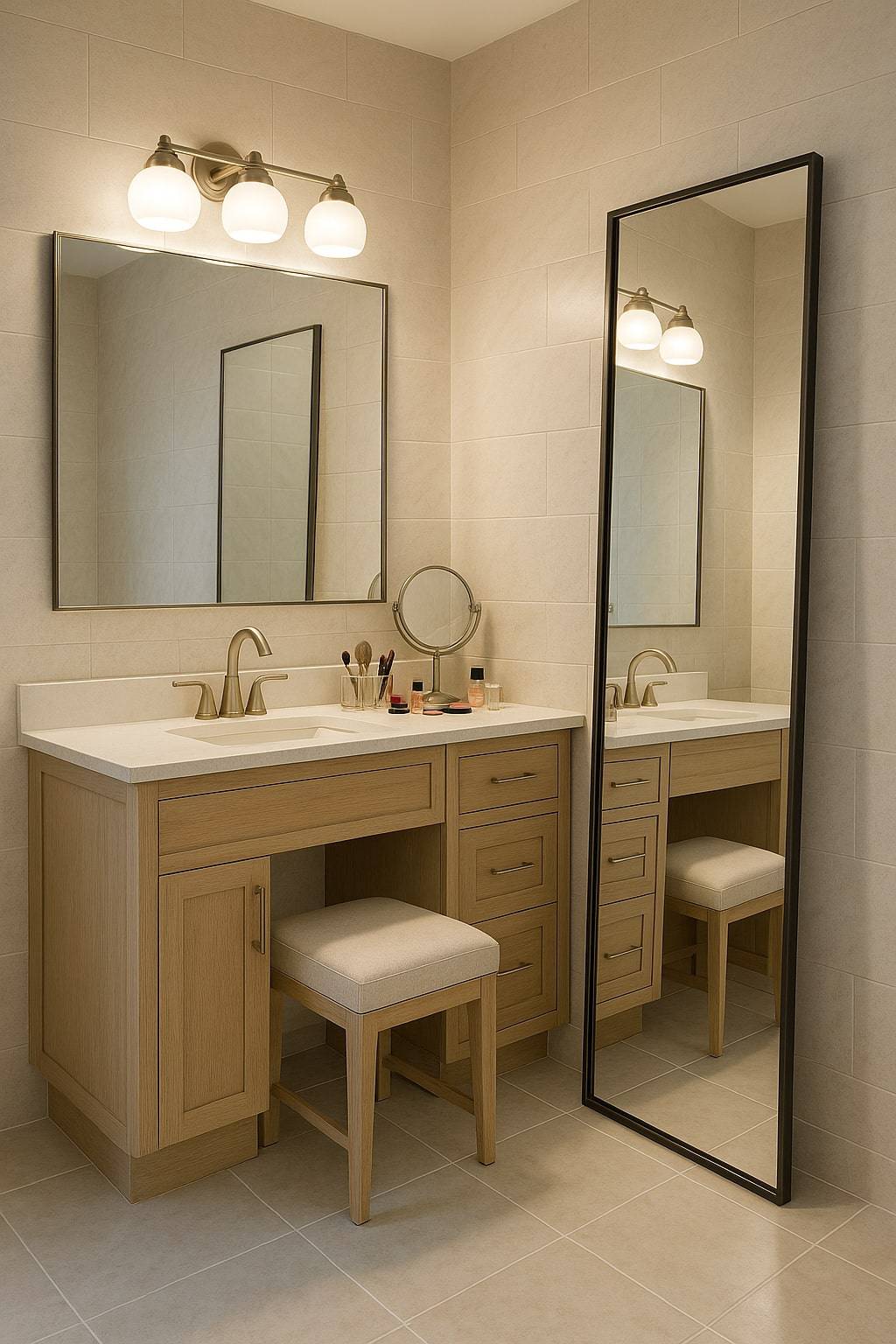 bathroom makeup vanity with full length mirror