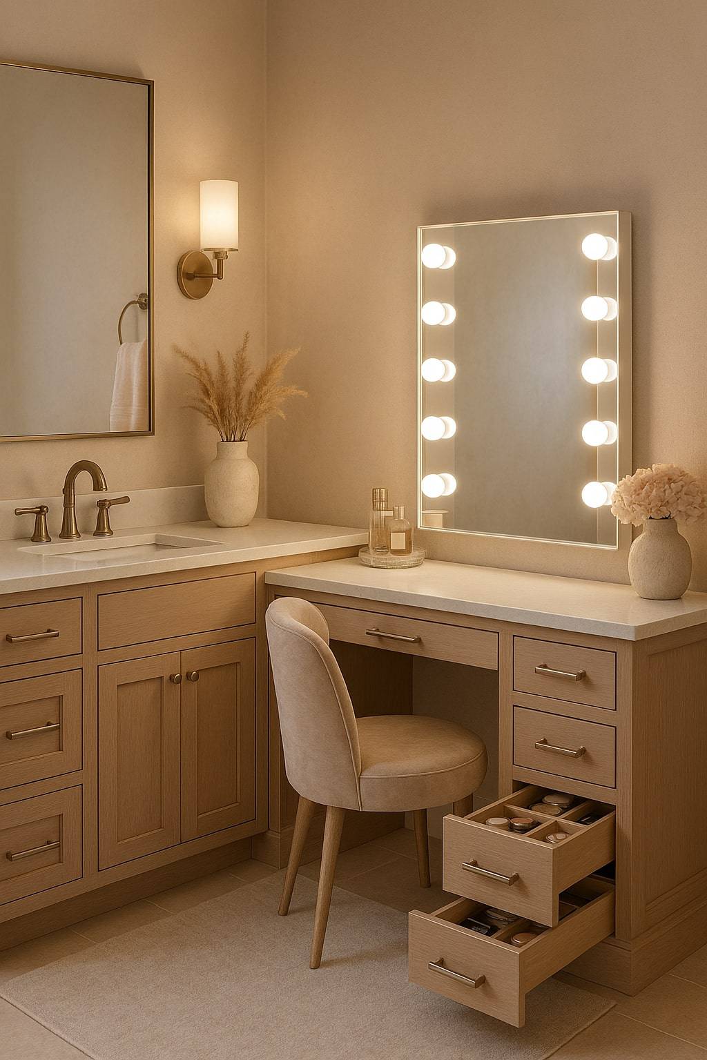 bathroom vanity with makeup table