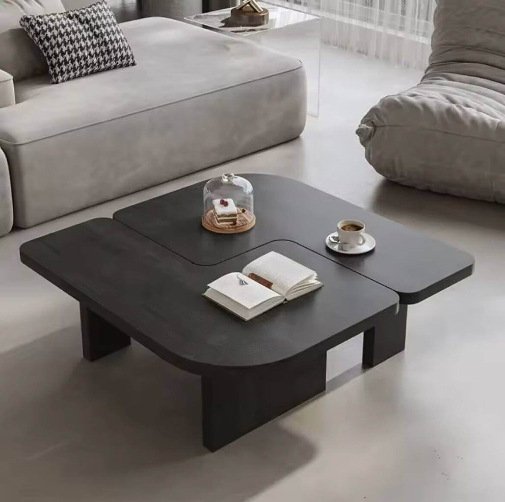 black japandi modular geometric coffee table