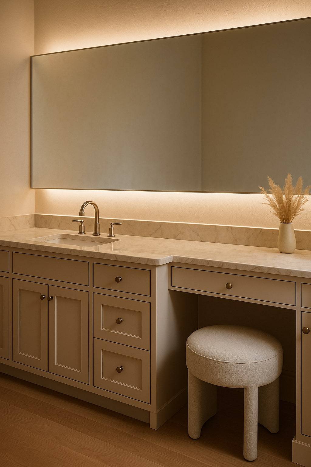built-in bathroom makeup vanity with sink
