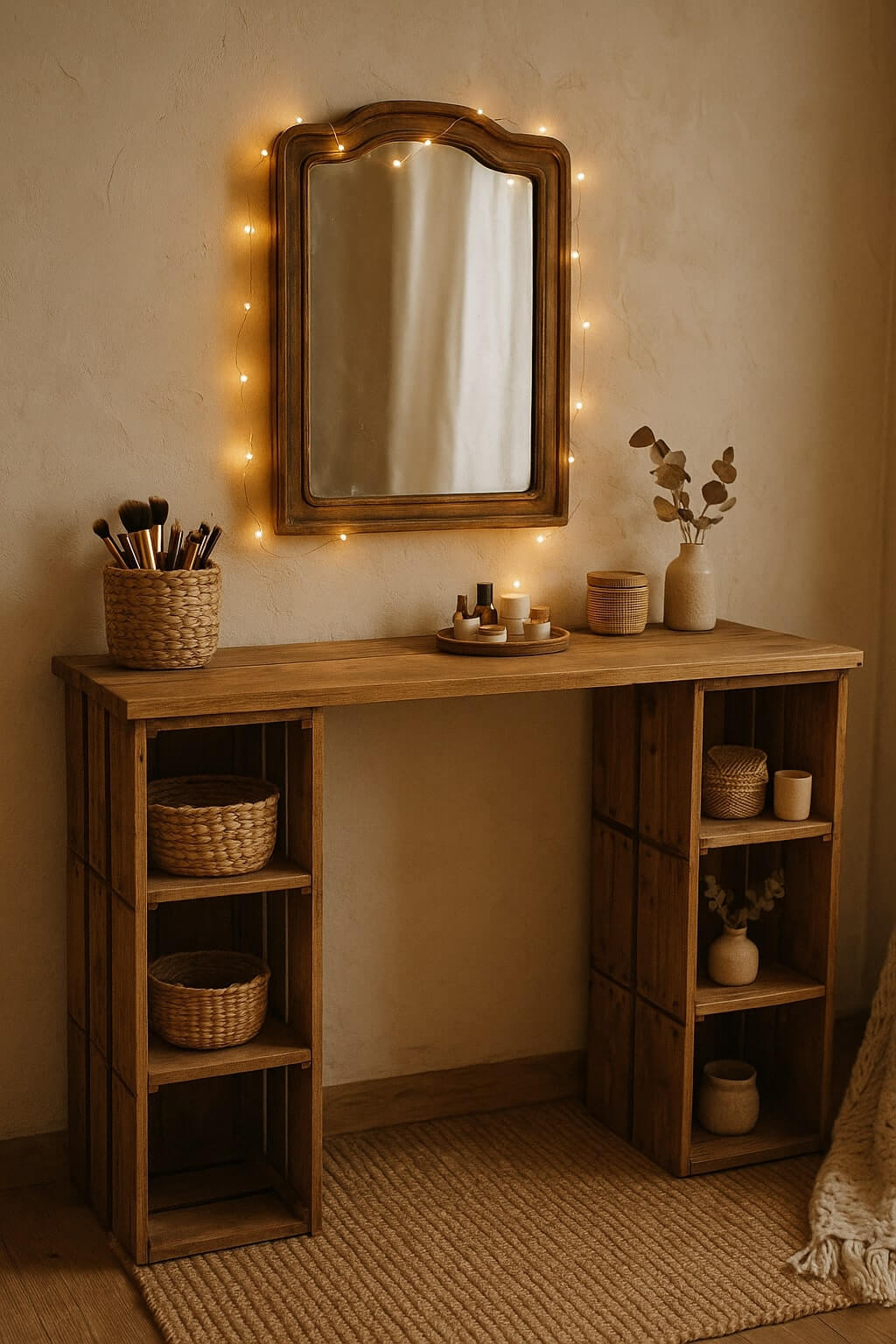diy makeup vanity crate table rustic style