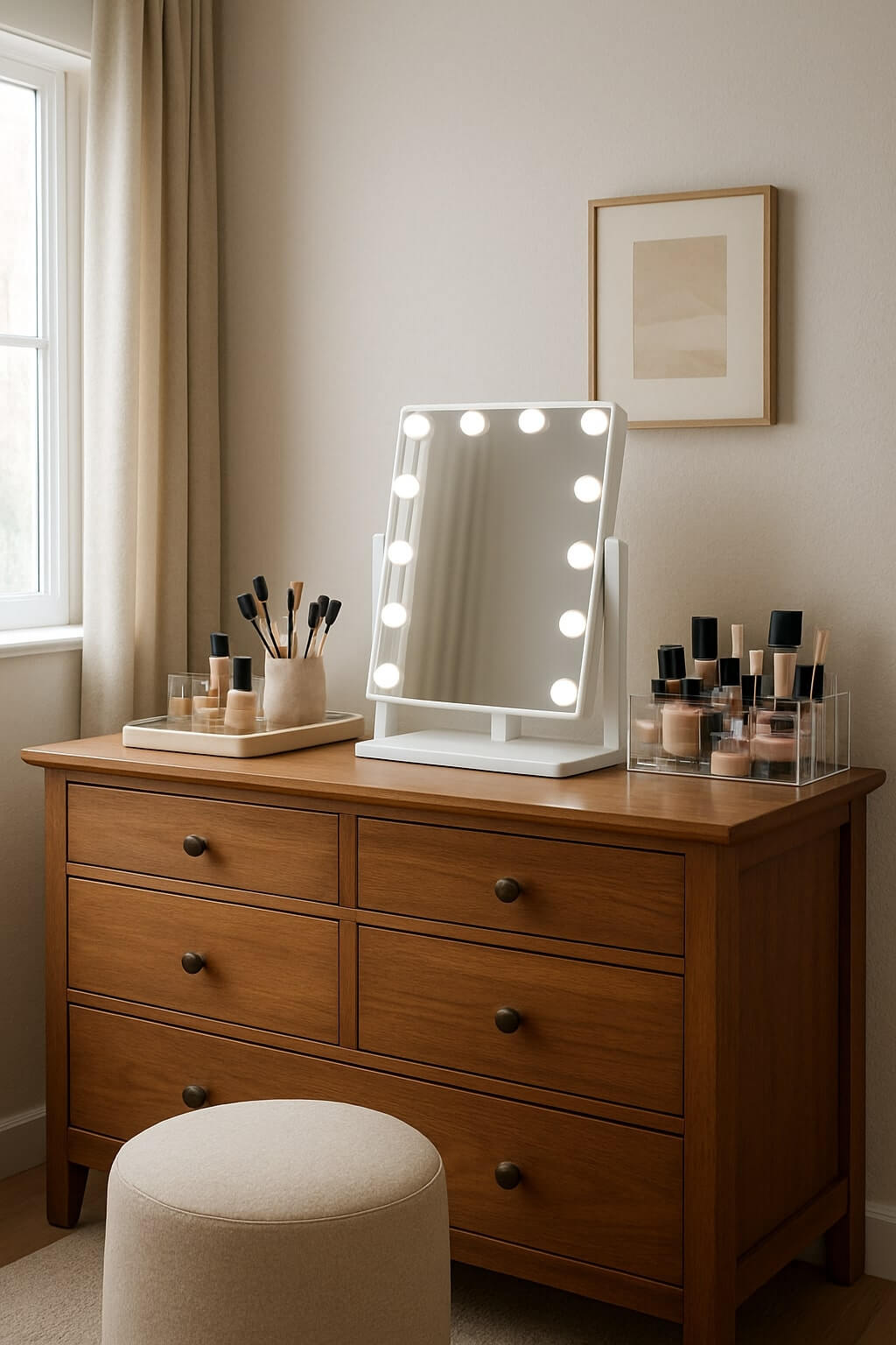 diy makeup vanity dresser-top integration