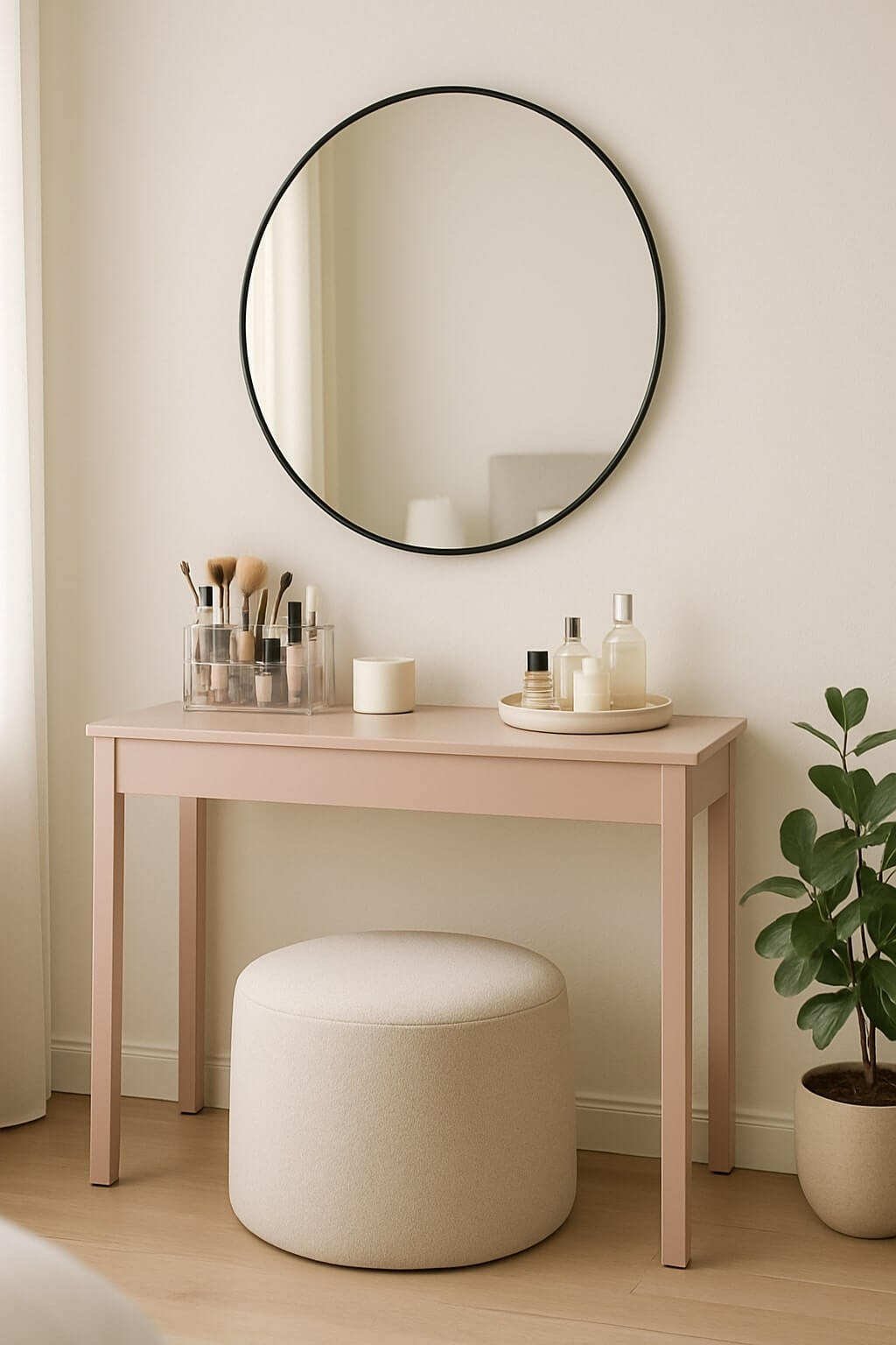 diy makeup vanity entryway table budget