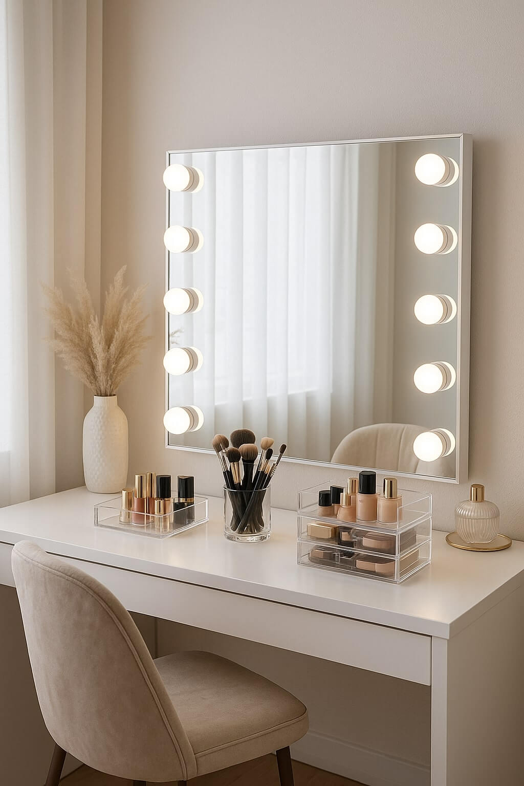 diy makeup vanity hollywood lighting mirror