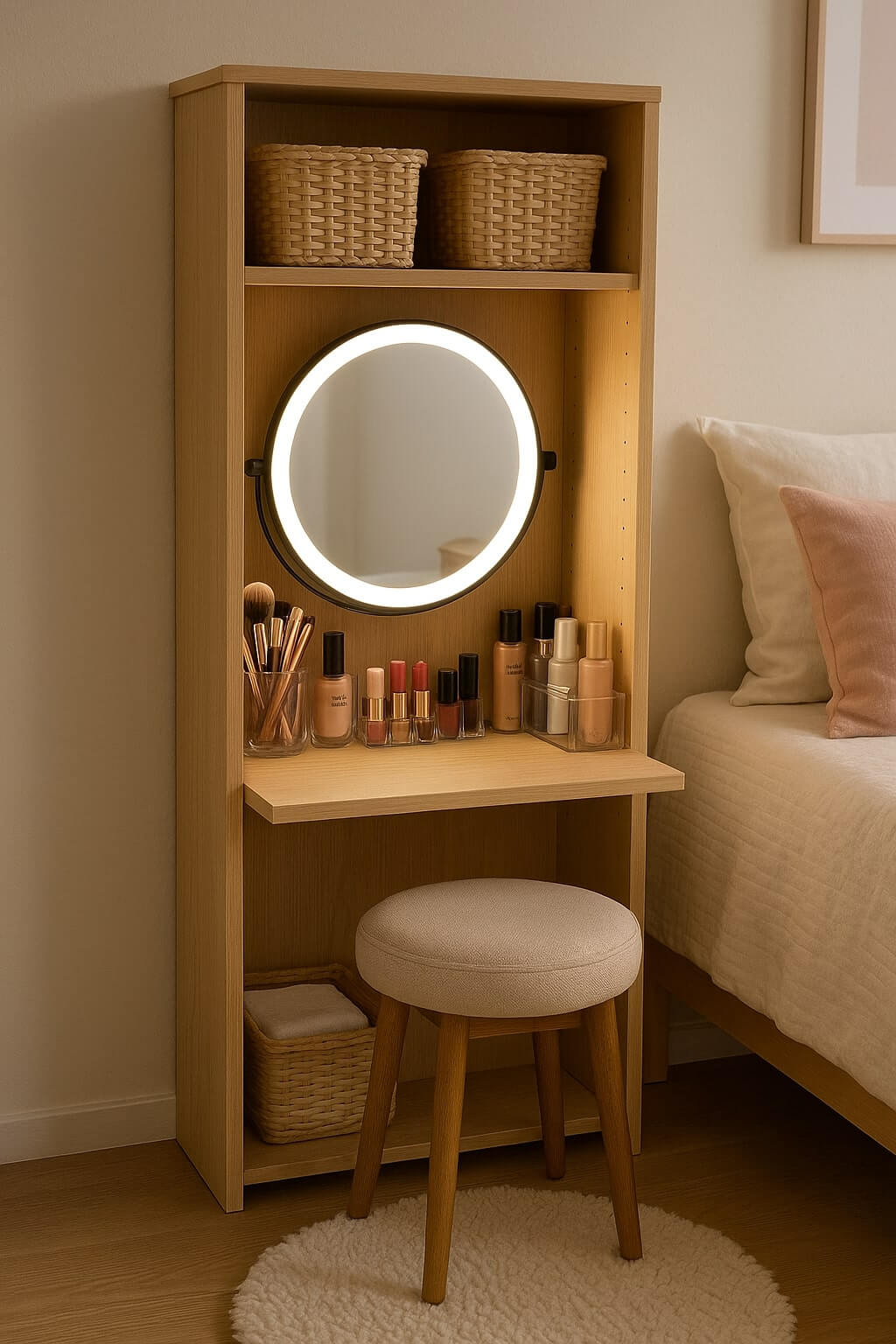 diy makeup vanity repurposed bookshelf