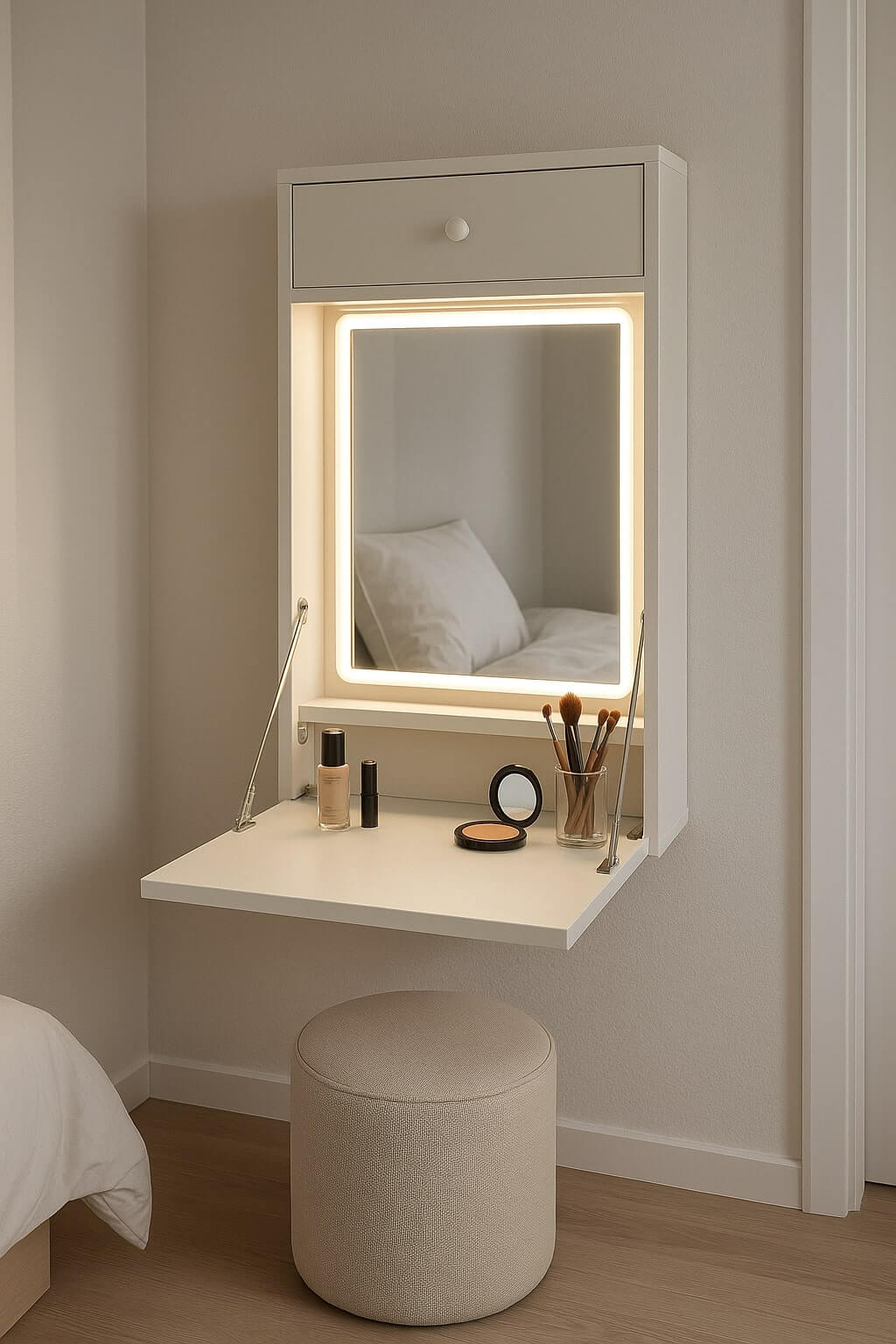 diy makeup vanity wall mounted folding desk