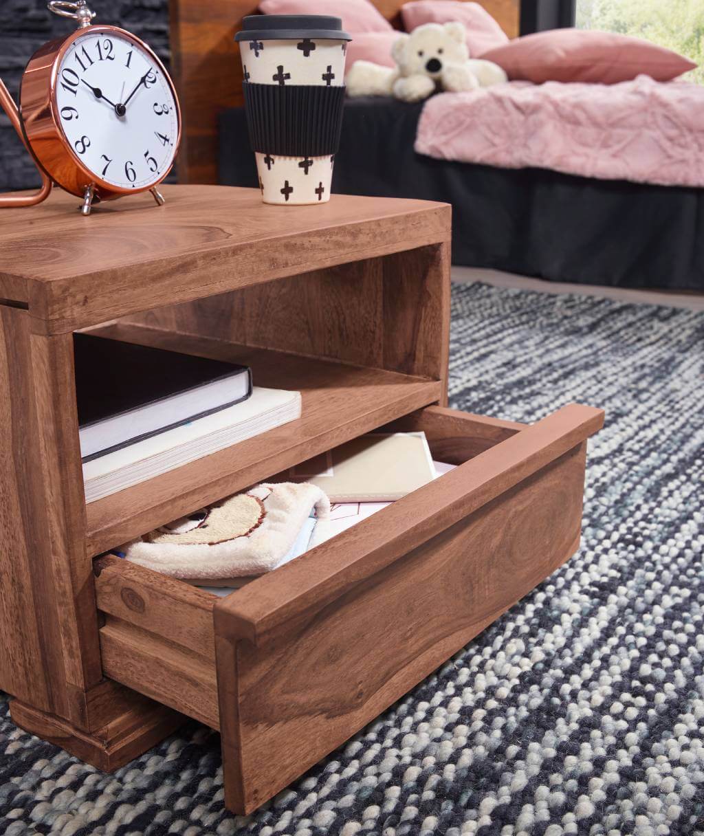 dragon 1 drawer low bedside table