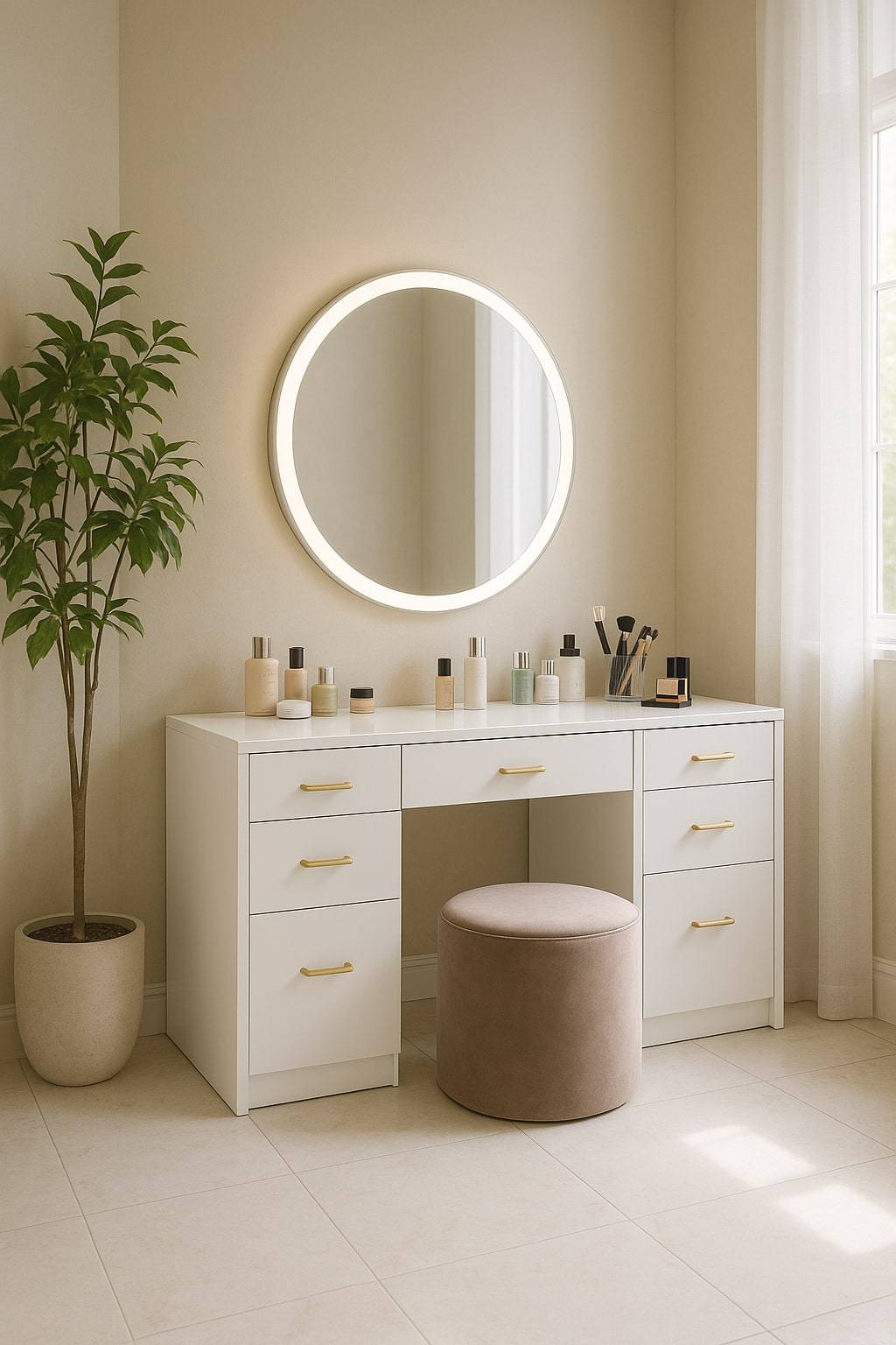 freestanding makeup vanity in bathrooms