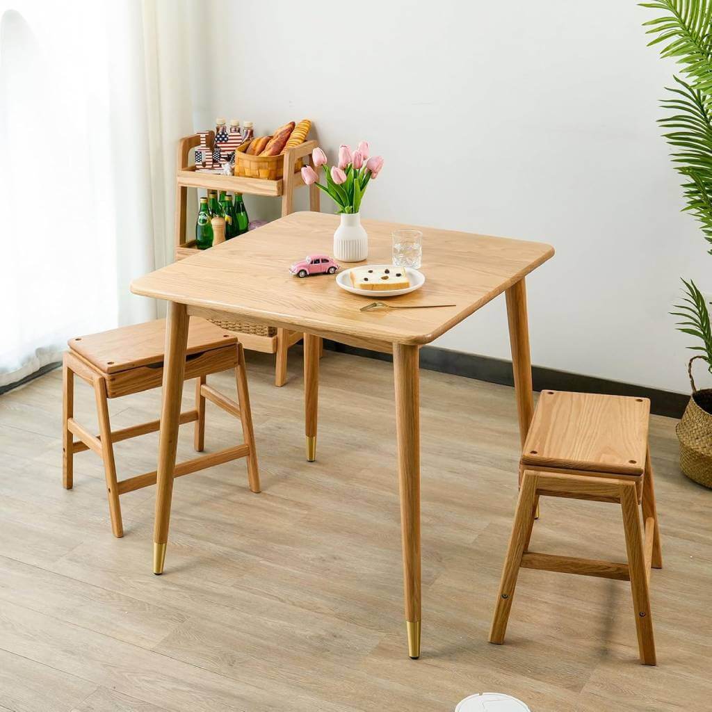 japandi solid wood dining table for 2