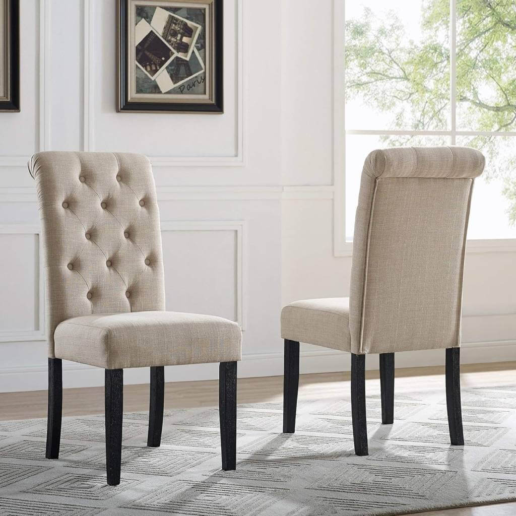 leviton solid wood tufted asons dining chairs