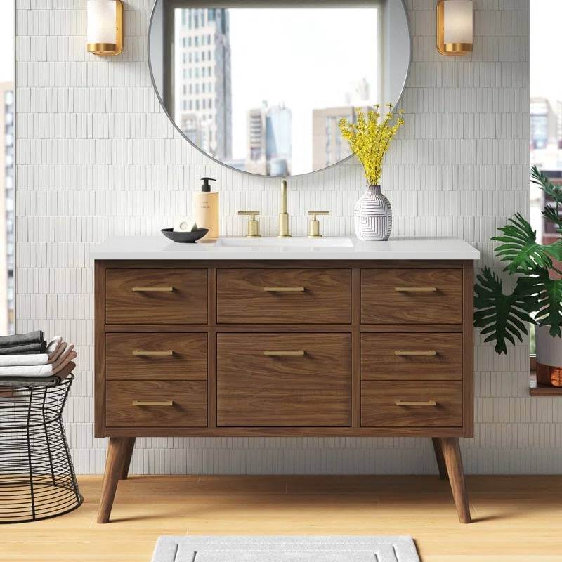 mid-century modern bathroom vanity