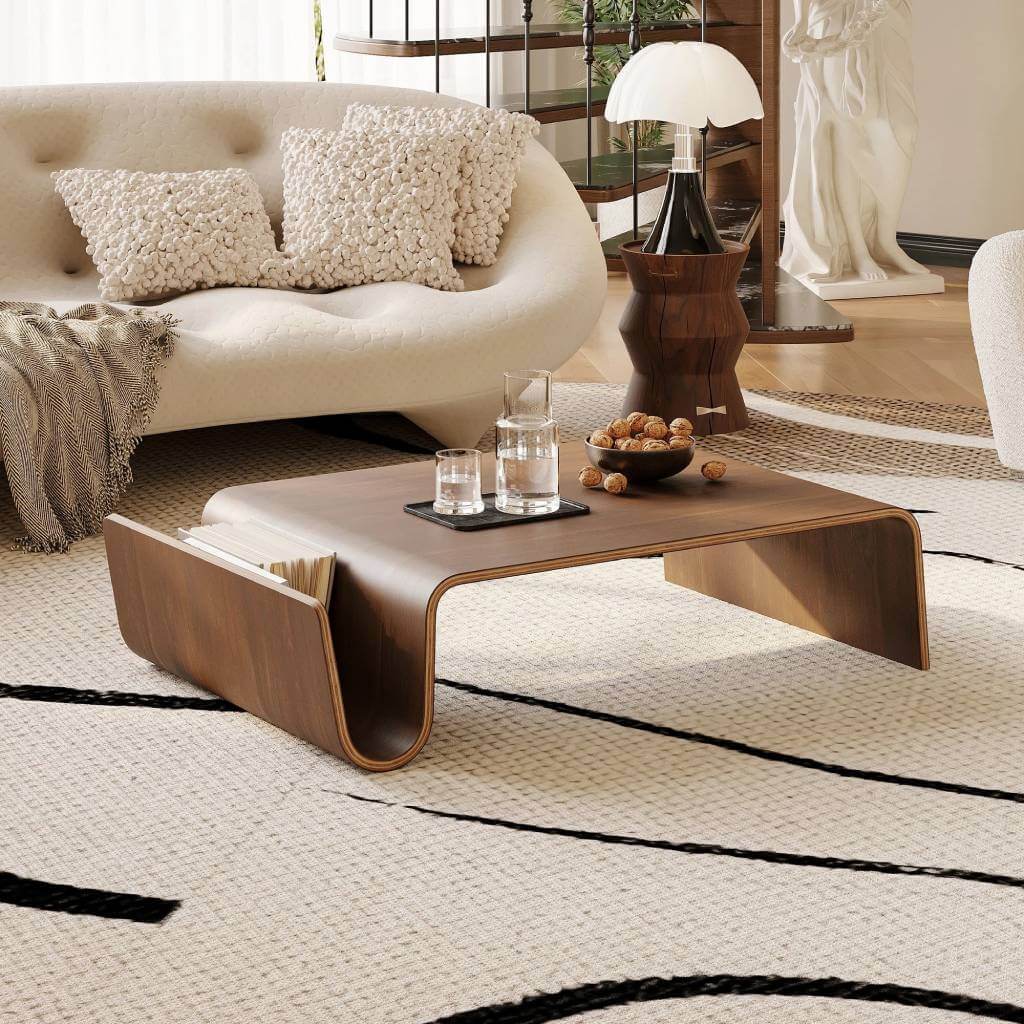 modern bentwood brown coffee table