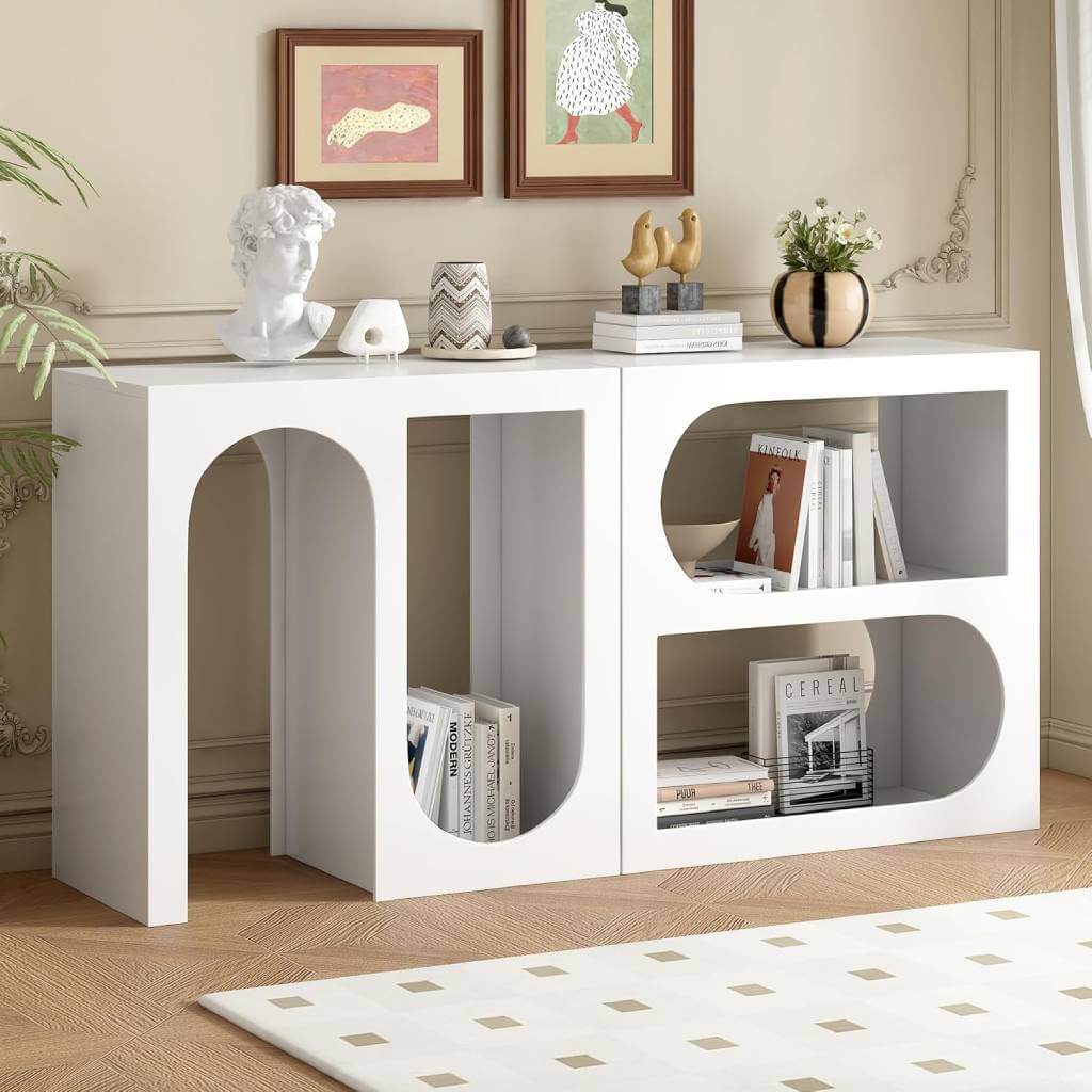 modern japandi console table with convertible design
