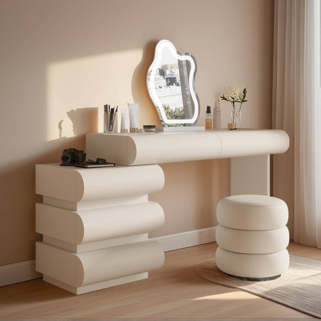 modern luxury vanity with multiple drawers