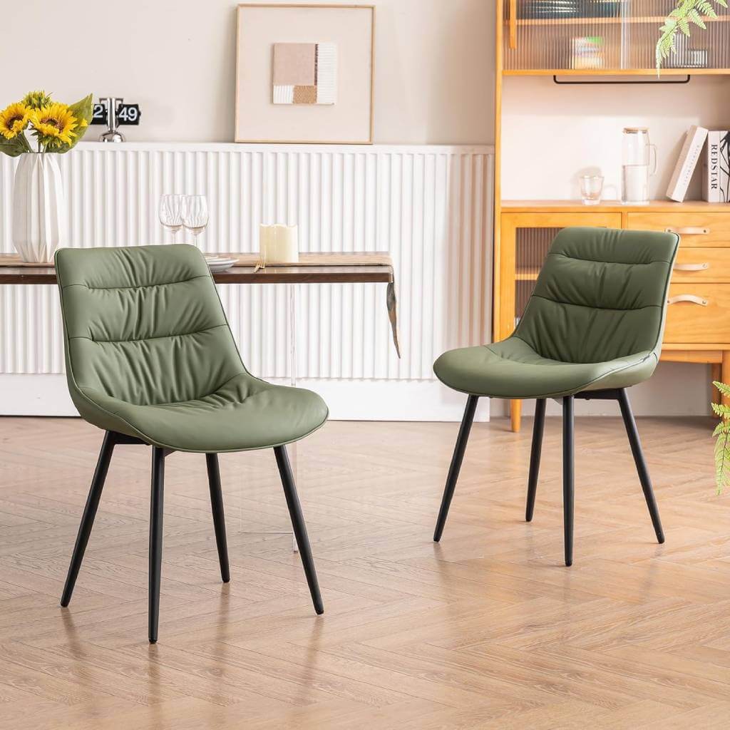 modern upholstered faux leather dining chairs