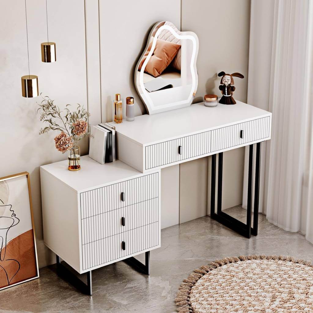 modern white makeup table for bedrooms