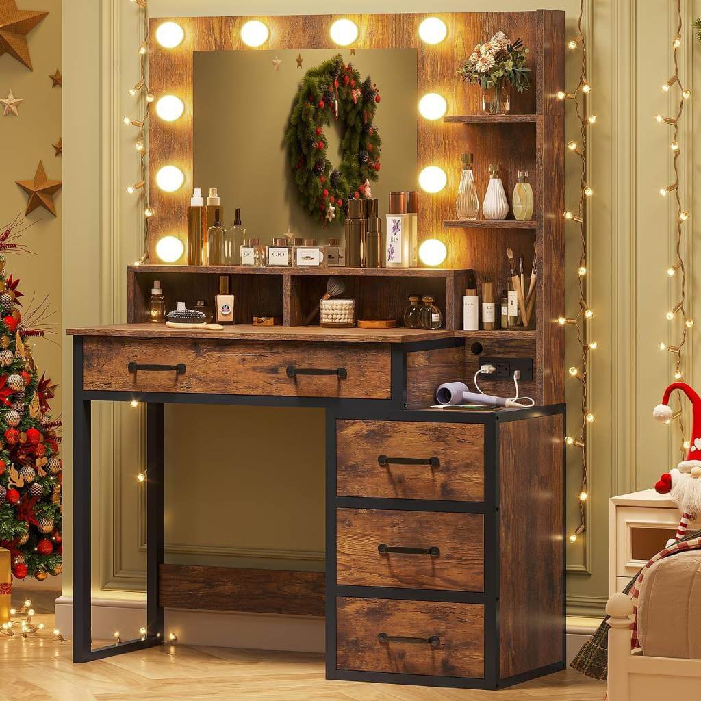 vintage makeup vanity with lights