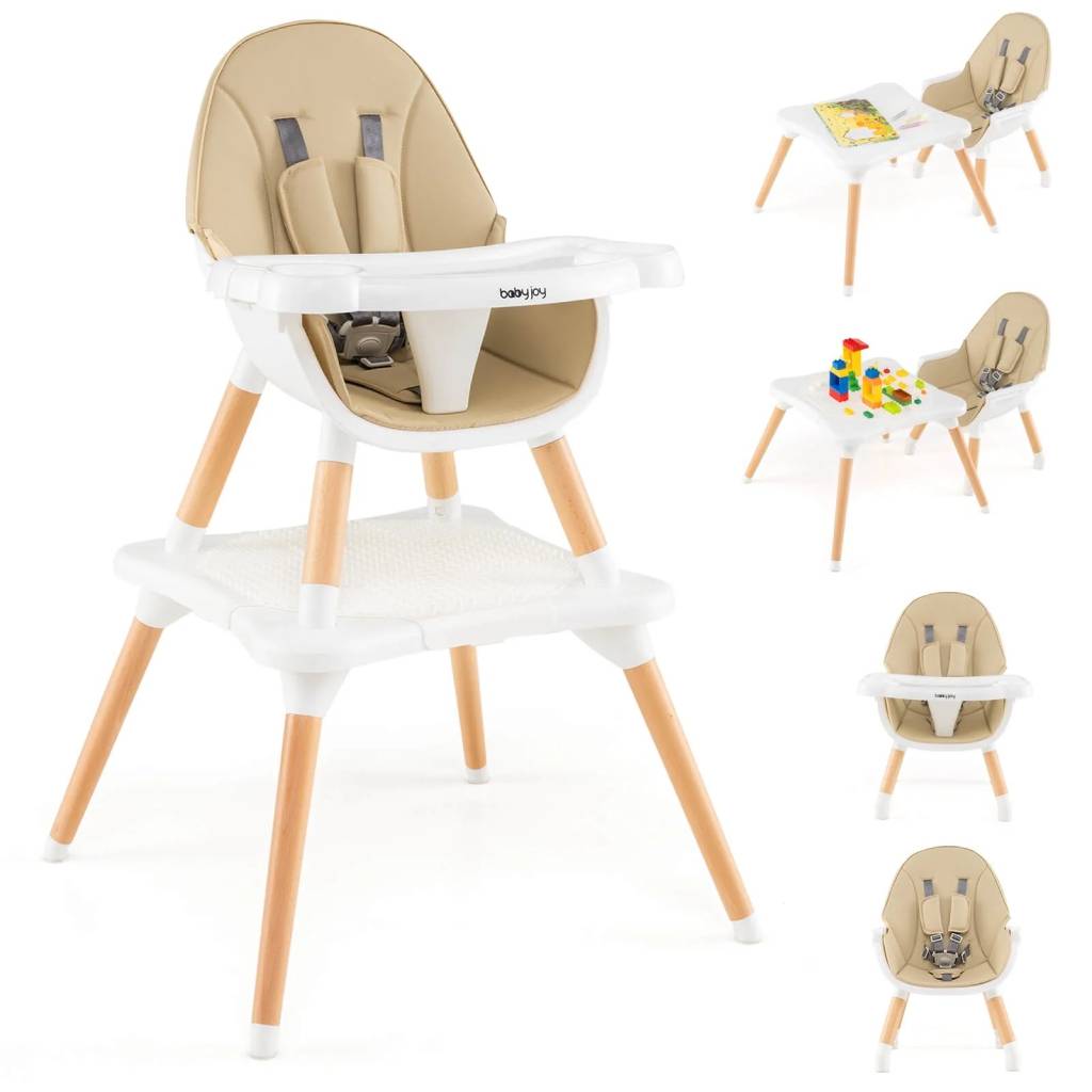 Costway 5-in-1 Baby High Chair Infant Wooden Convertible Chair