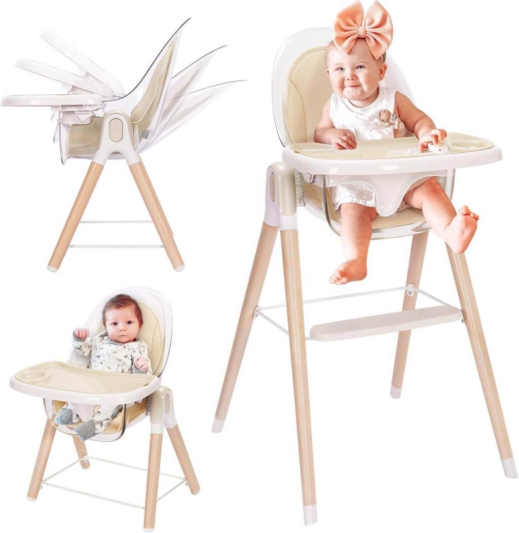 Tiny Dreny 6-in-1 Convertible Wooden High Chair