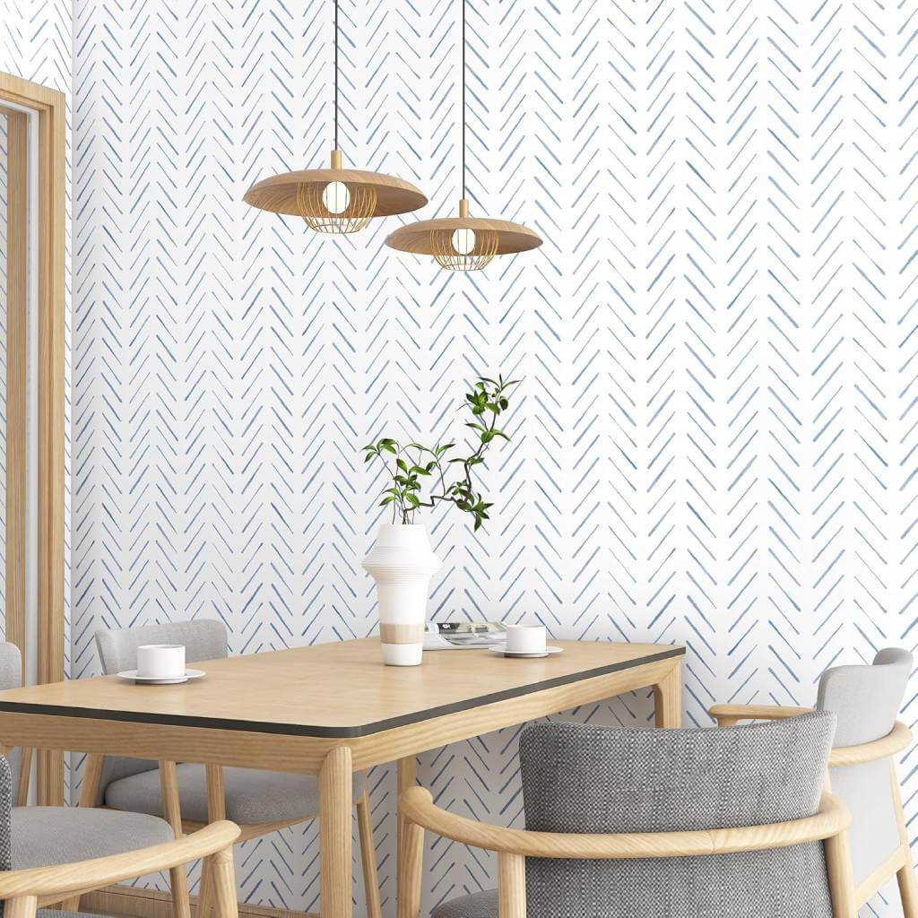 herringbone striped peel and stick wallpaper
