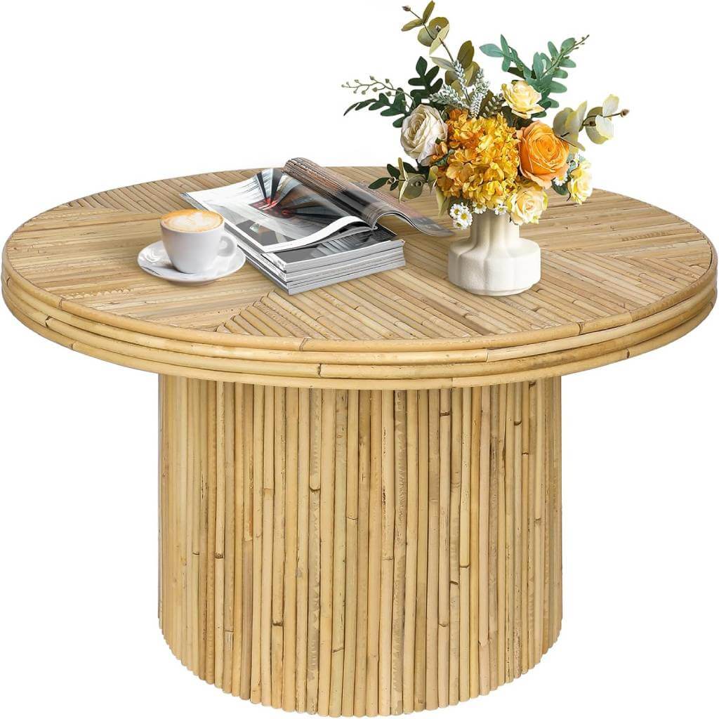 modern small rattan coffee table