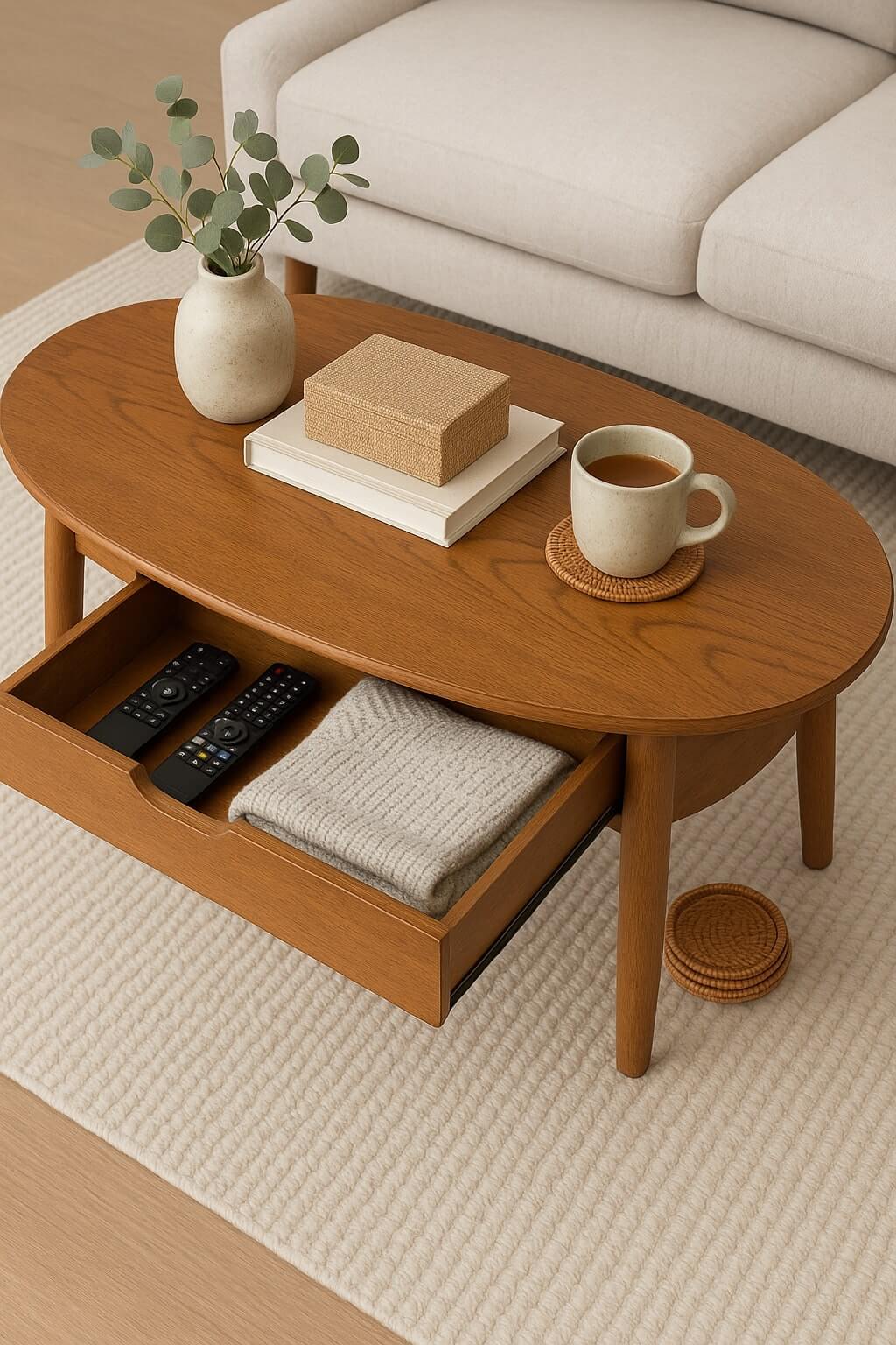 oval coffee table functional decor