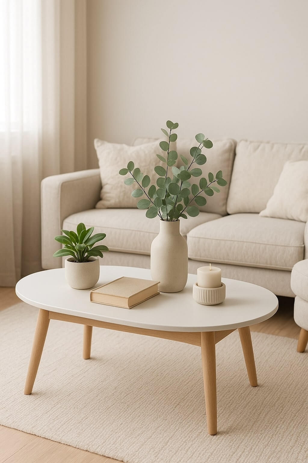 oval coffee table greenery floral touch