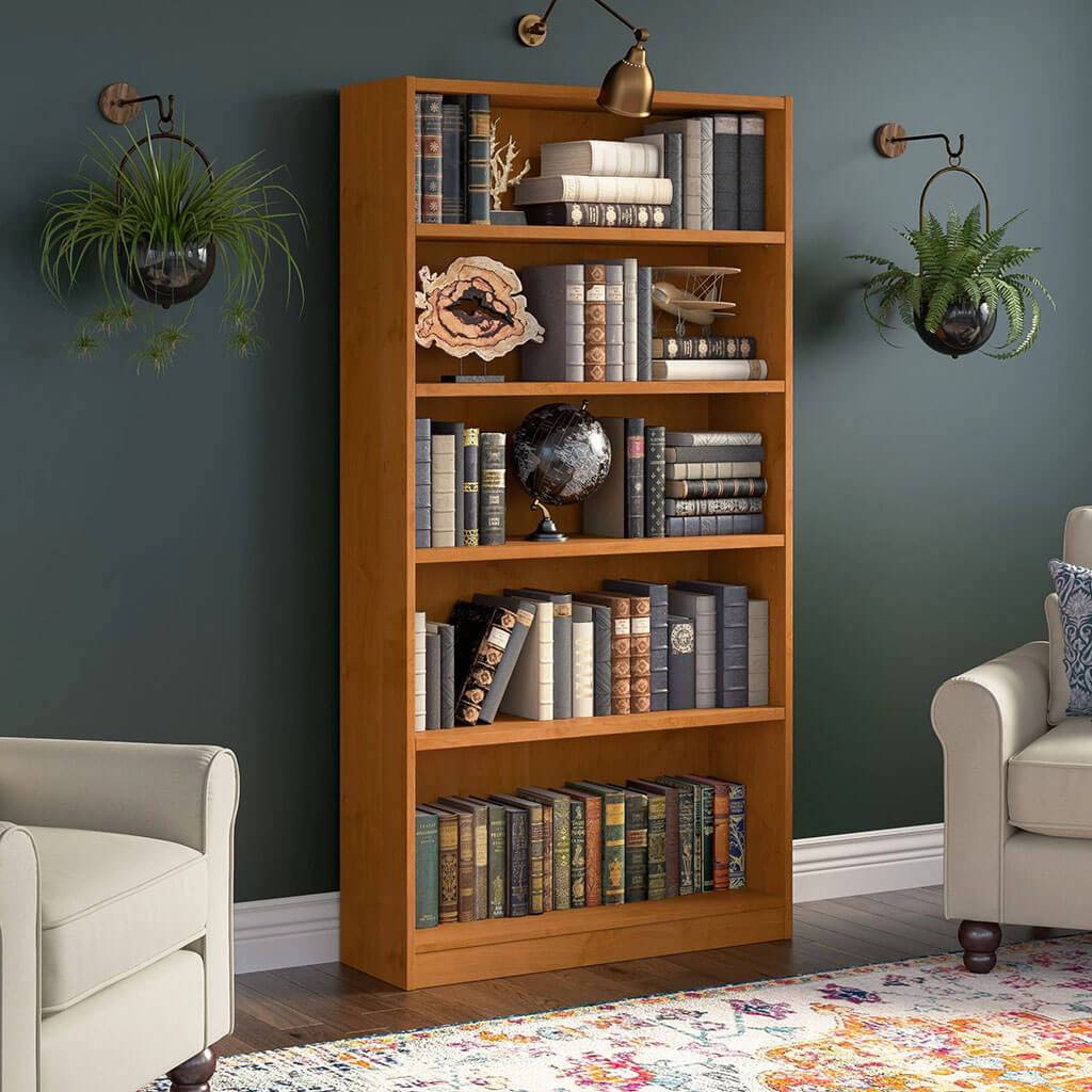 Doyno Tall 5 Shelf Solid Wood Bookcase