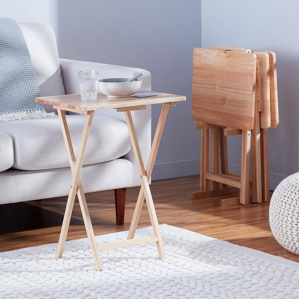 amazon basics foldable tv dinner tray table