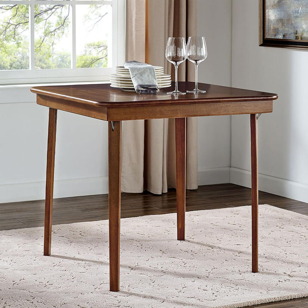 meco classic solid wood folding card table