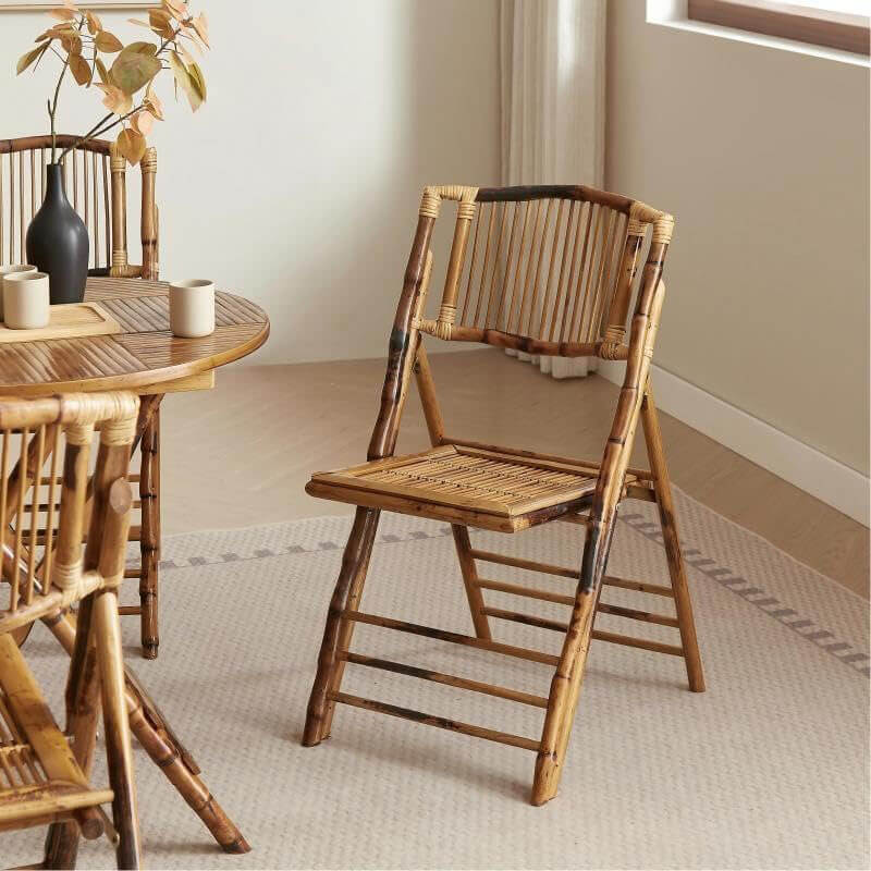 thinkstar vintage bamboo rattan folding dining chair