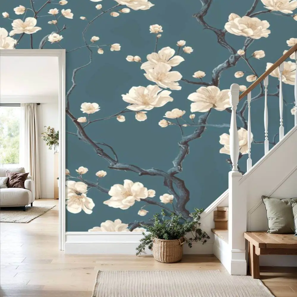 Blossom Trees Flowers Peel and Stick Japandi Wallpaper
