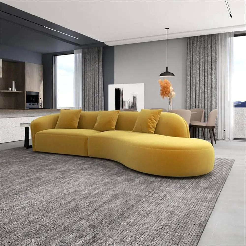 Galler Japandi Style Curvy Couch in Gold