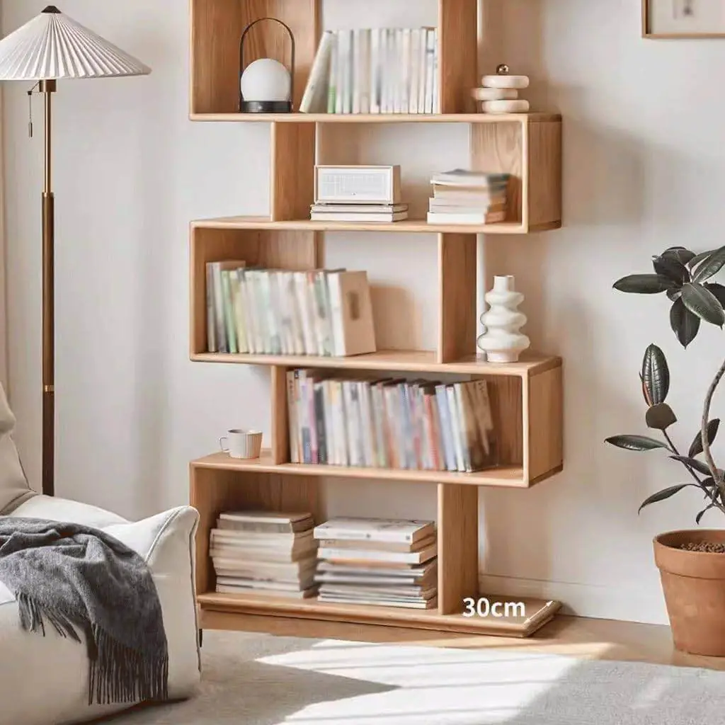 Japanese-Style Bookshelf with Symmetry