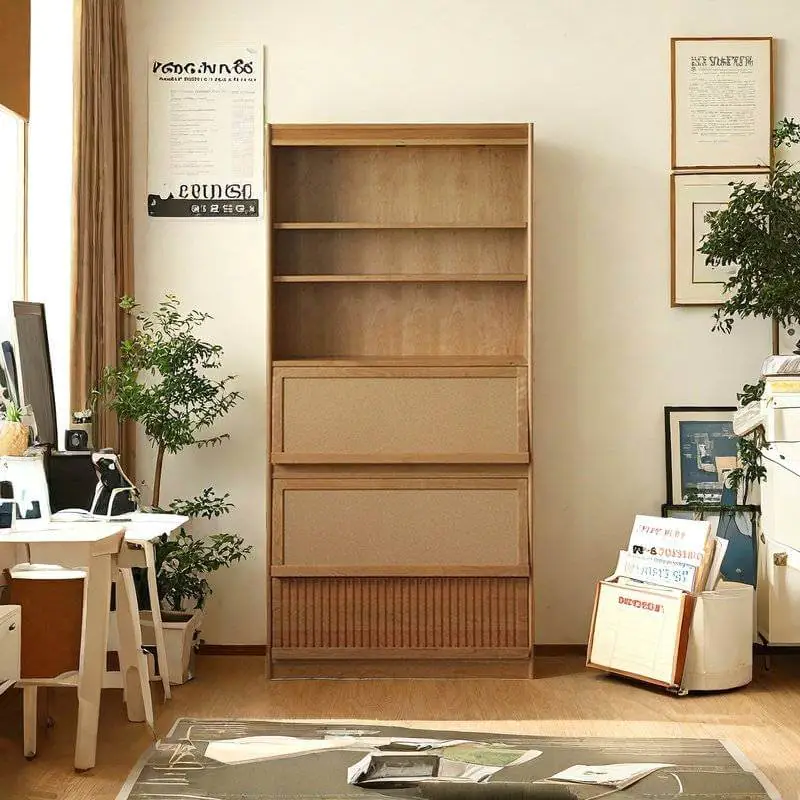 Japanese style solid wood bookcase