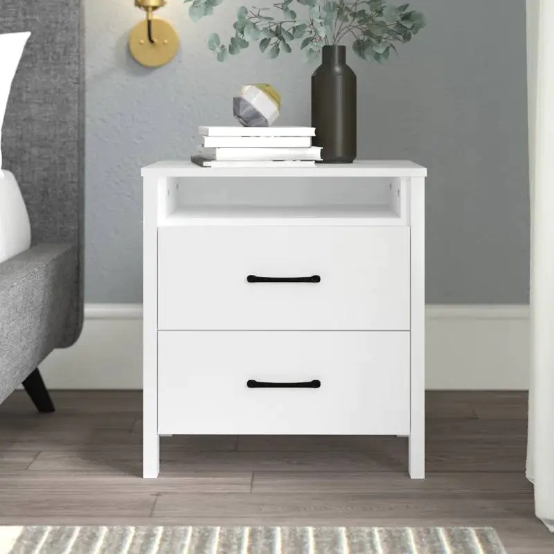 allysyn 2 drawer white nightstand by wade logan