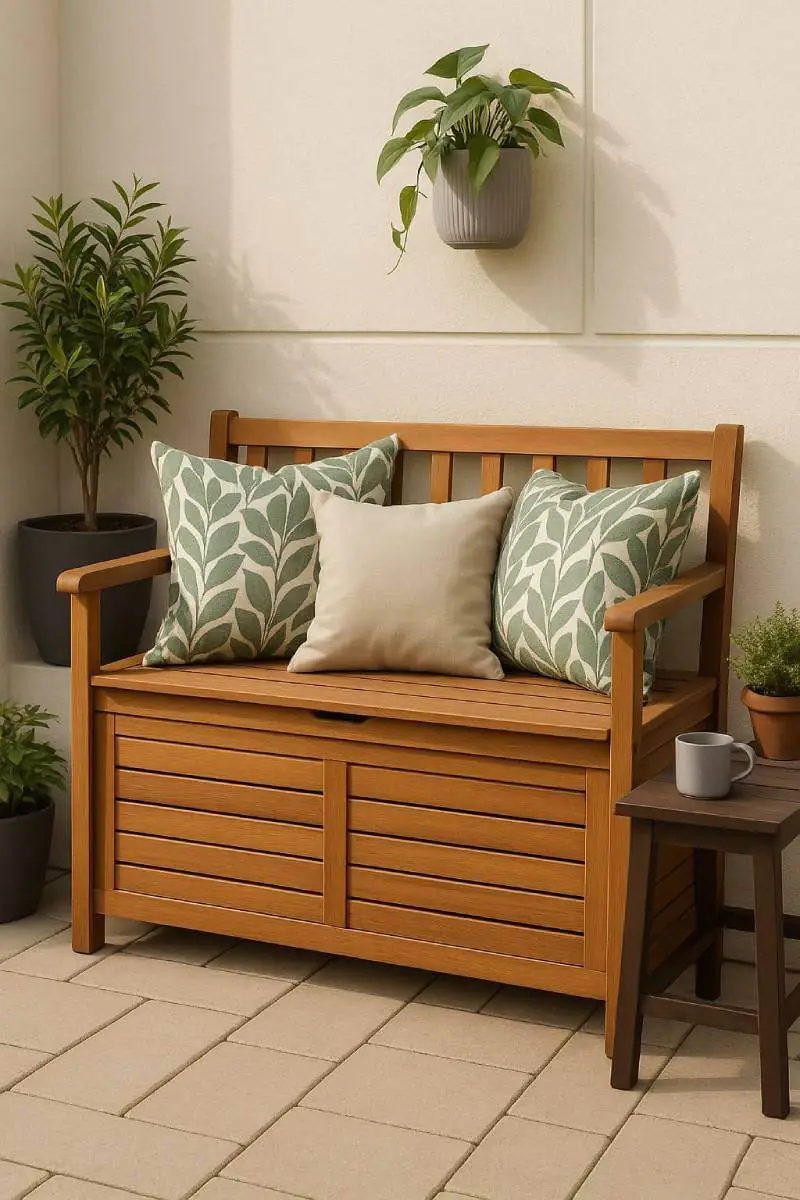 outdoor patio ideas bench with storage