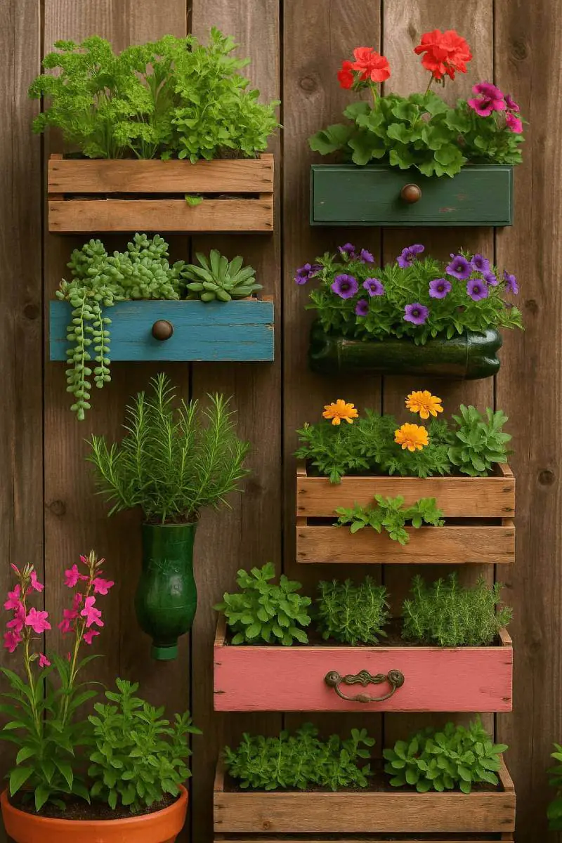 outdoor patio ideas diy planter wall recycled
