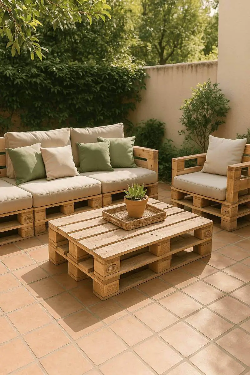 outdoor patio ideas pallet furniture rustic touch