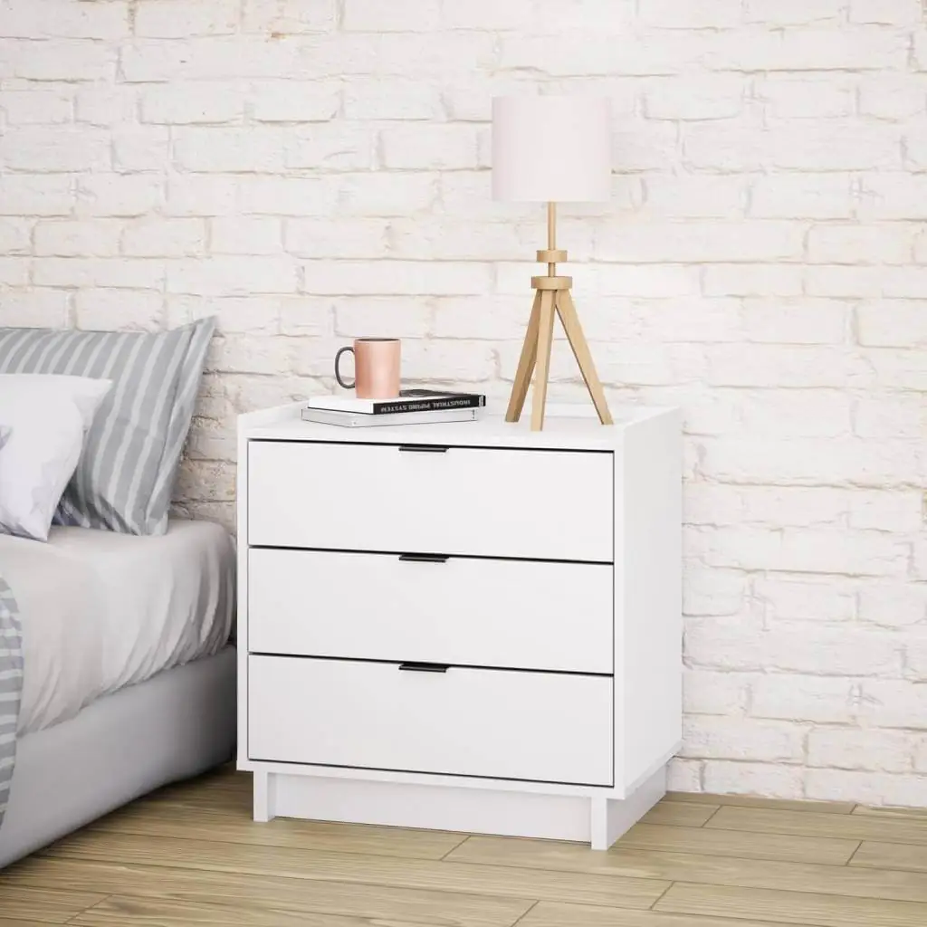 prepac simply modern white nightstand 3 drawers
