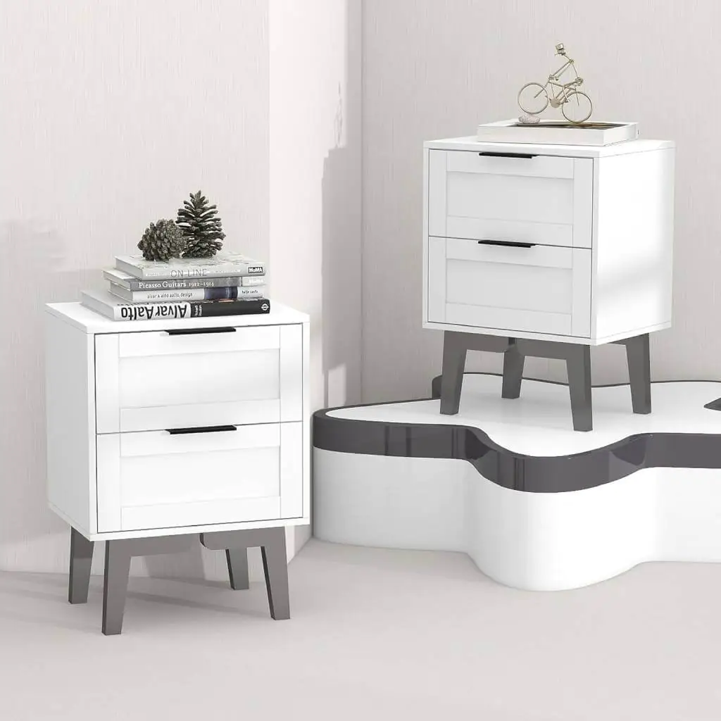 taohfe modern white nightstands set of 2