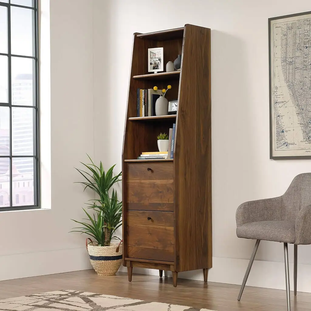 Sauder Harvey Park Tall Wooden Bookcase with Drawers